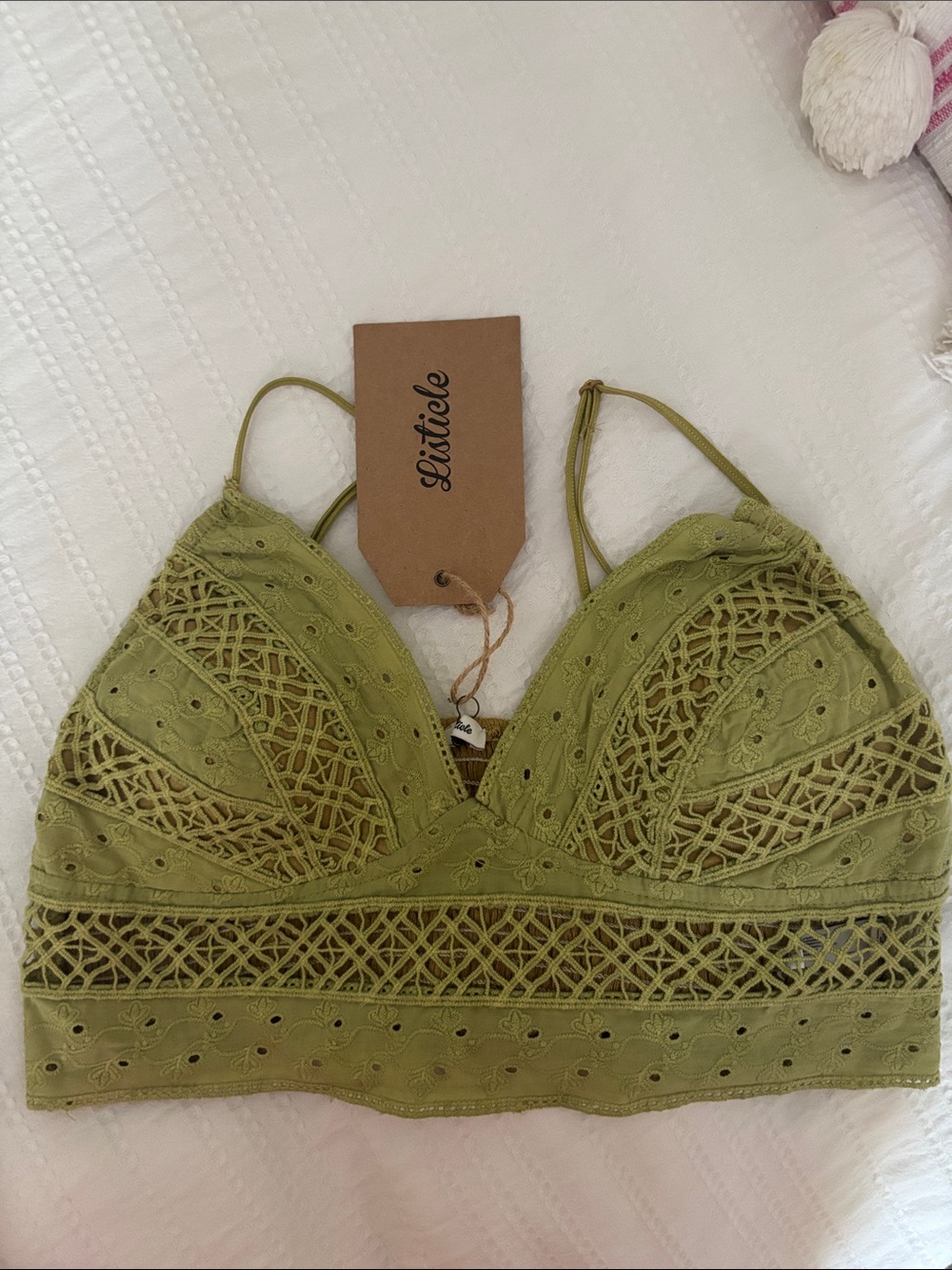 Boho NEW Bralette - Olive Green L ~ sexy & sweet NWT